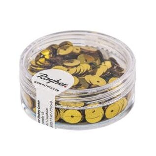 Pailletten,6mm ø, glad, doosje à 6 g, wasbaar, geelgoud