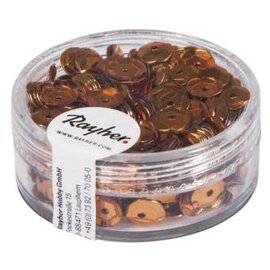 Pailletten, schotel, 6mm ø, doosje à 6 g, d.bruin