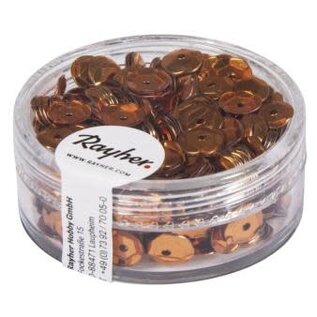 Pailletten, schotel, 6mm ø, doosje à 6 g, d.bruin