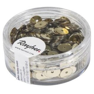 Pailletten, glad, 6mm ø, doosje à 7 g, goud