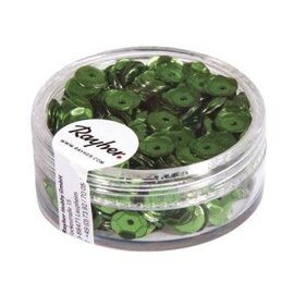 Pailletten, schotel, 6mm ø, doosje à 6 g, blauwgroen