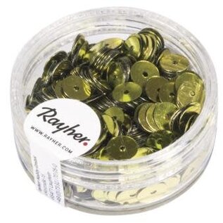 Pailletten, glad, 6mm ø, doosje à 7 g, olijf-groen