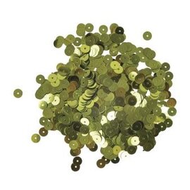 Pailletten,6mm ø, glad, doosje à 6 g, wasbaar, olijf-groen