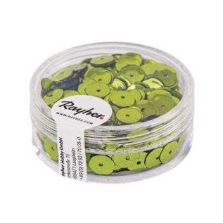 Pailletten, 6mm ø, schotel, doosje à 6 g, wasbaar, olijf-groen