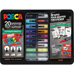 POSCA gift box - 20 verfstiften - Stickers Graffiti