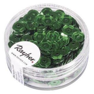 Pailletten, schotel, 6mm ø, doosje à 6 g, groen