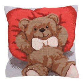 Kussen: 40x40 cm: Borduurpakket met halve steek: "Ted"