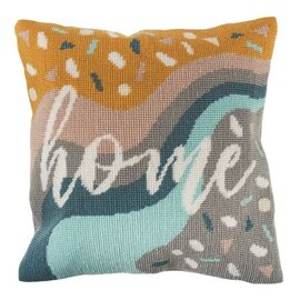 Kussen: 40x40 cm: Borduurpakket met halve kruissteek: "Home"