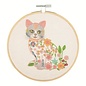 Borduurpakket: met houten ring van 15 cm: "Kat"