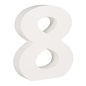 Houten nummer 8 , wit, 11cm, dikte 2 cm