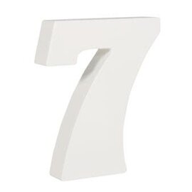 Houten nummer 7 , wit, 11cm, dikte 2 cm