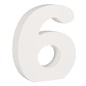 Houten nummer 6 , wit, 11cm, dikte 2 cm