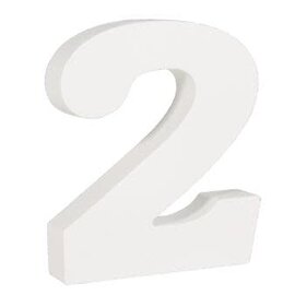 Houten nummer2 , wit, 11cm, dikte 2 cm