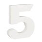 Houten nummer5 , wit, 11cm, dikte 2 cm