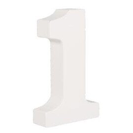 Houten nummer 1 , wit, 11cm, dikte 2 cm