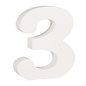 Houten nummer 3 , wit, 11cm, dikte 2 cm