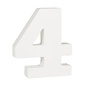 Houten nummer 4 , wit, 11cm, dikte 2 cm