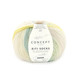 ÄITI SOCKS & MORE 204 - Water blauw-Citroengeel-Kauwgom roze-Groen bad 77602
