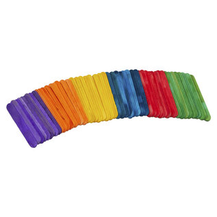 Knutselhoutjes Kleurrijk ass. 8x65mm 100st.