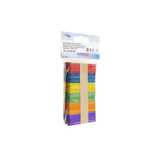 Knutselhoutjes Kleurrijk ass. 8x65mm 100st.