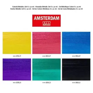 Amsterdam Standard Series acrylverf kleurrijke metallic set | 6 x 20 ml