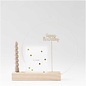 Houten standaard voor metalen ringen & kaarten met kaarsenhouder 26x5x4cm