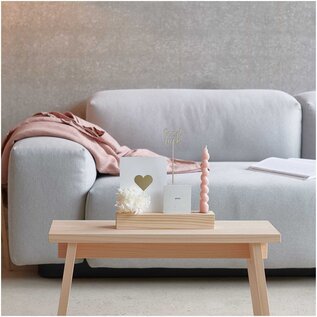 Houten standaard voor metalen ringen & kaarten met kaarsenhouder 26x5x4cm