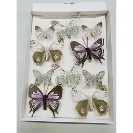 VLINDERS NATUUR 6ST 8CM + 4ST 5CM MET CLIP