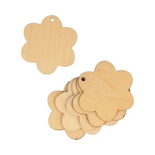 6 houten etiketten bloem