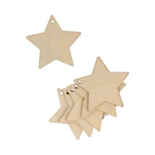 6 houten etiketten ster