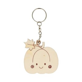 Houten sleutelhanger pompoen
