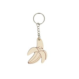 Houten sleutelhanger banaan