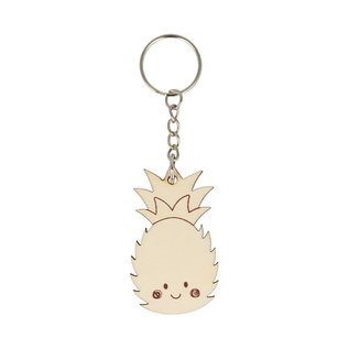 Houten sleutelhanger ananas