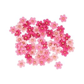 60 katoenen bloemen roze