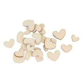 24 houten silhouetten hartjes