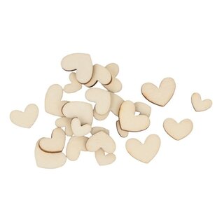 24 houten silhouetten hartjes