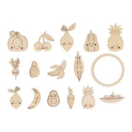 16 houten fruitsilhouetten