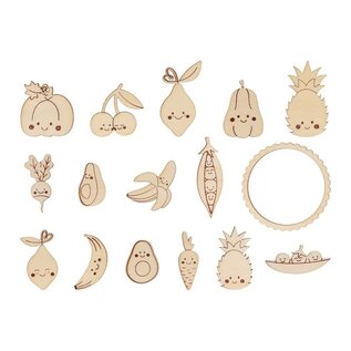 16 houten fruitsilhouetten