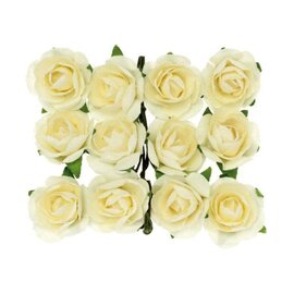 Wit-gele rozen met draad 18 mm 12 stuks
