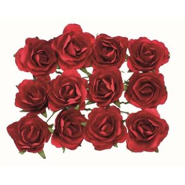 Rode rozen met draad 30 mm 12 stuks