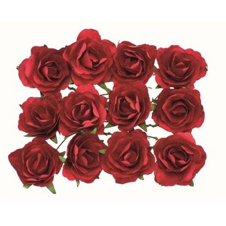 Rode rozen met draad 30 mm 12 stuks