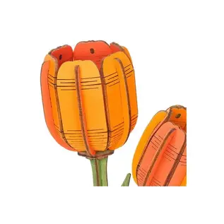 DIY Houten Bloem Orange Tulip, Oranje Tulp