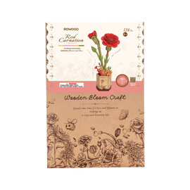 DIY Houten Bloem, Red Carnation/Rode Anjer, Robotime, 12x8x22cm