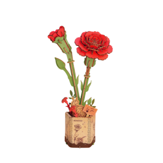 DIY Houten Bloem, Red Carnation/Rode Anjer, Robotime, 12x8x22cm