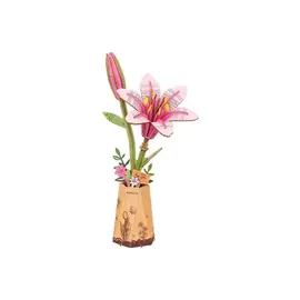 DIY Houten Bloem Pink Lily, Roze Lelie, Robotime,