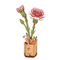 DIY Houten Bloem Pink Carnation, Roze Anjer, Robotime, 12x7x29cm