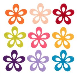 Viltbloemen 6cm diverse kleuren 6st.