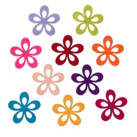 Viltbloemen 4cm diverse kleuren 10st.