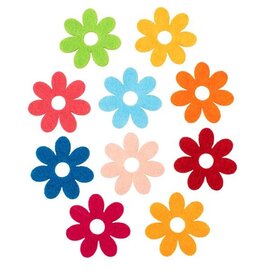 Viltbloemen 4cm diverse kleuren 10st.