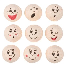 Wattenbolletjes met gezicht 25mm, 9 stuks